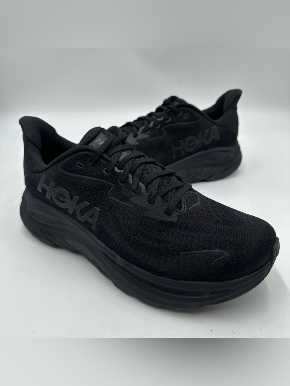 HOKA Clifton 10 Men’s 10.5 2E Wide Triple Black Running Shoes 1162032-BBLC